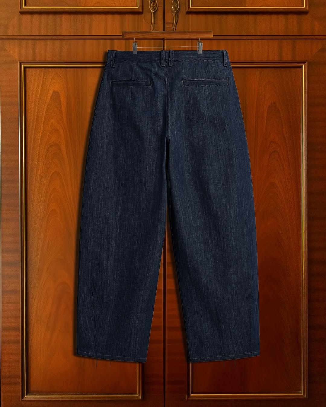 DENIM PLEATED TROUSERS
